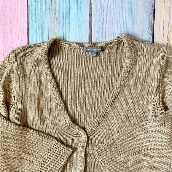 NY Collection Cream Cardigan Sweater V-Neck - Picture 5 of 9